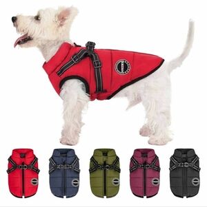 Stylish Red Dog Vest with Harness